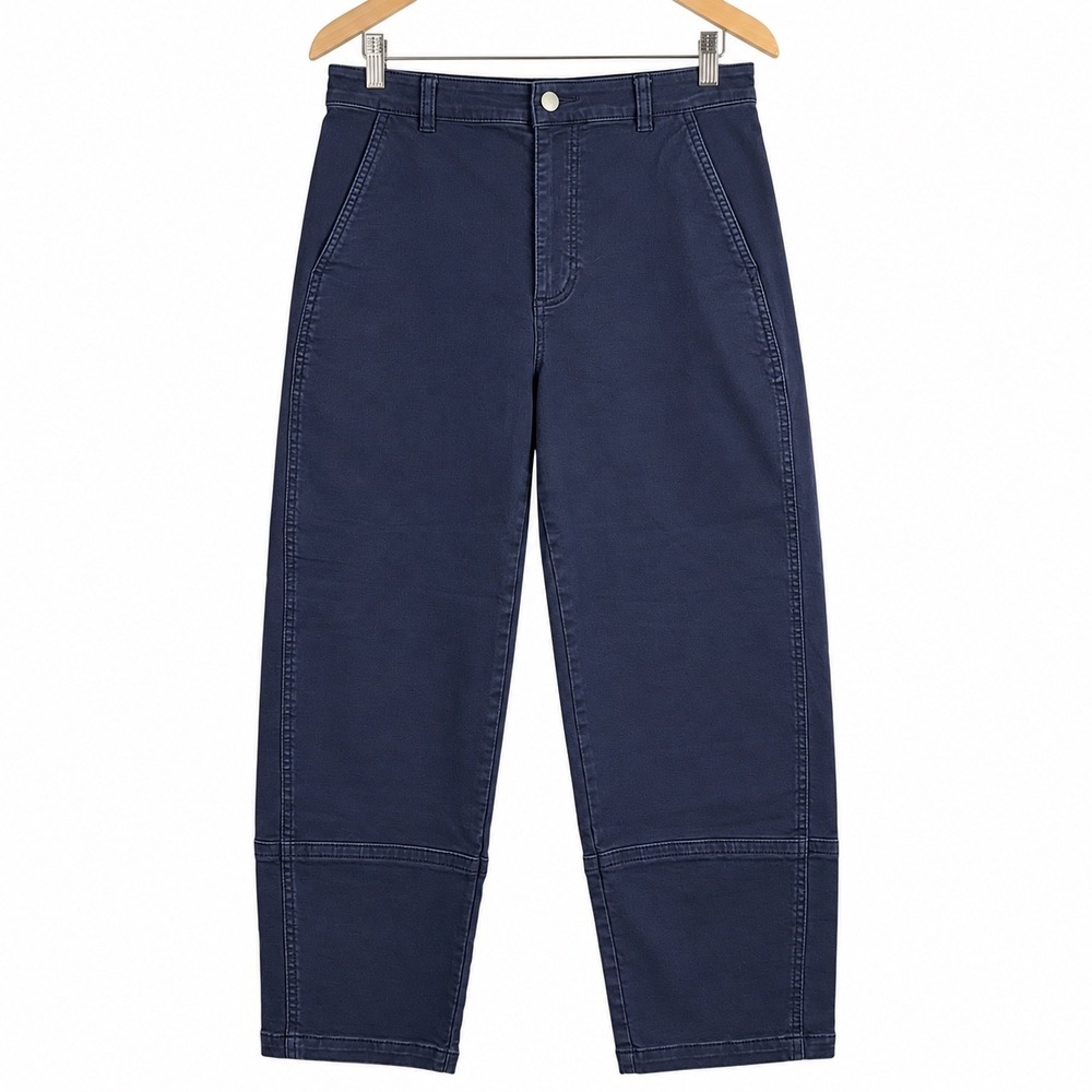 Everlane Barrel Utility Pants Navy Blue High Rise Organic Cotton Twill 10